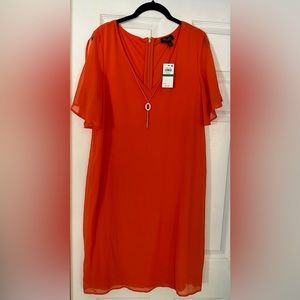 New with Tags Thalia Sodi Dress with Necklace Attached, Deep Orange, Size Large